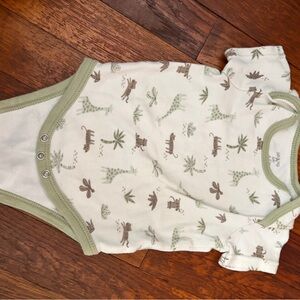 Le Top Cream and Green Animal Print Bodysuit